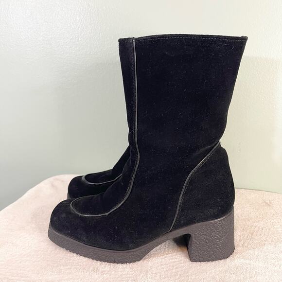 Pajar Canada Suede Shearling Lined Black Boots Size 6.5 - Picture 4 of 10